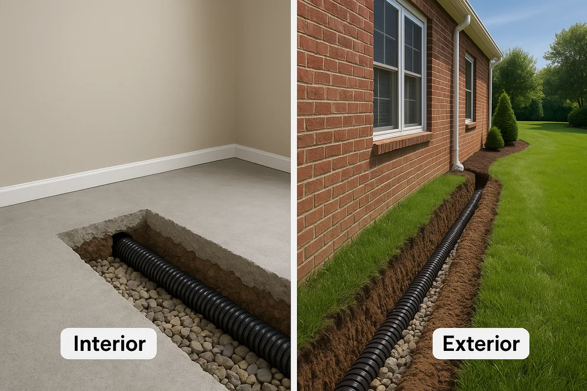 Interior vs. Exterior French Drains: Which One Solves Your Problem?